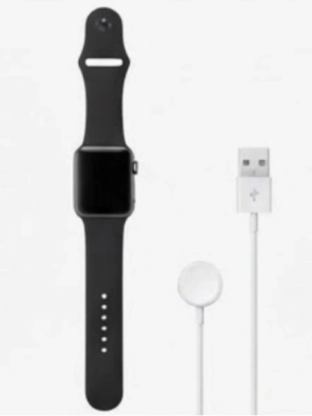 Apple Watch Series 3 38mm Space Gray Aluminum Case Black Sport Band w/ Charger